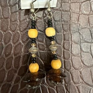 Elegant Black and Gold Beaded Earrings